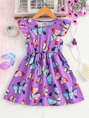 Toddler Girls Butterfly Princess Dress For Party Beach Vacation