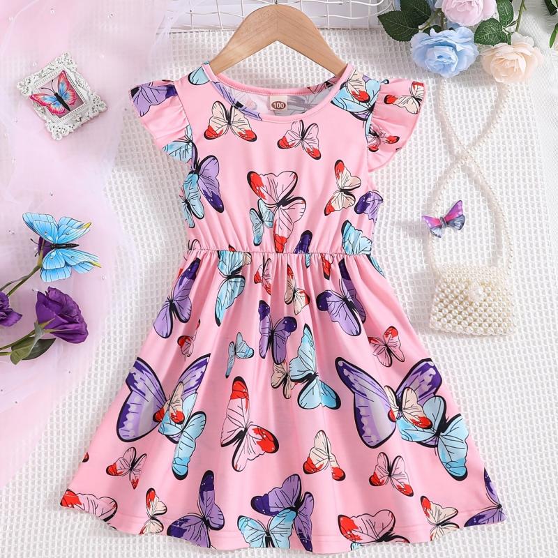 Toddler Girls Butterfly Princess Dress For Party Beach Vacation