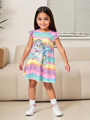 Toddler Girls Unicorn Princess Dress Party Summer Clothes