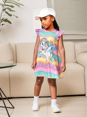 Toddler Girls Unicorn Princess Dress Party Summer Clothes