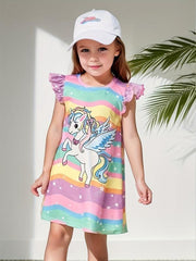Toddler Girls Unicorn Princess Dress Party Summer Clothes
