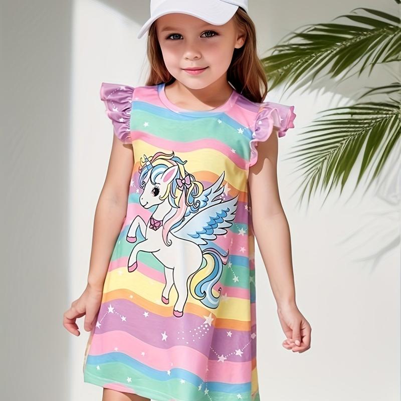 Toddler Girls Unicorn Princess Dress Party Summer Clothes
