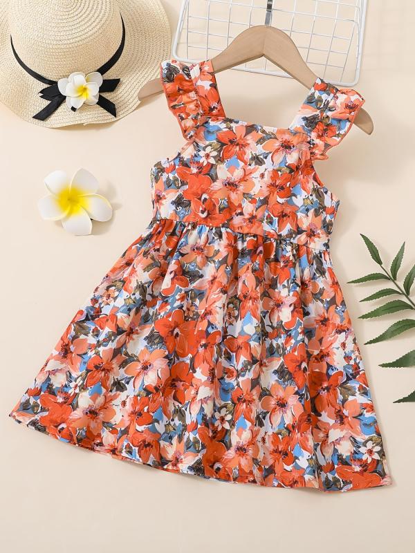 Girls Ruffled Sleeves Princess Dress Summer Clothes