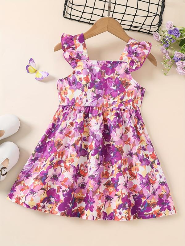 Girls Ruffled Sleeves Princess Dress Summer Clothes
