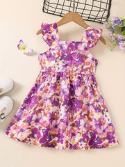 Girls Ruffled Sleeves Princess Dress Summer Clothes