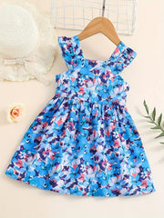 Girls Ruffled Sleeves Princess Dress Summer Clothes