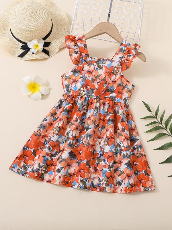 Girls Ruffled Sleeves Princess Dress Summer Clothes