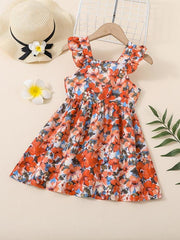 Girls Ruffled Sleeves Princess Dress Summer Clothes
