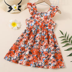Girls Ruffled Sleeves Princess Dress Summer Clothes