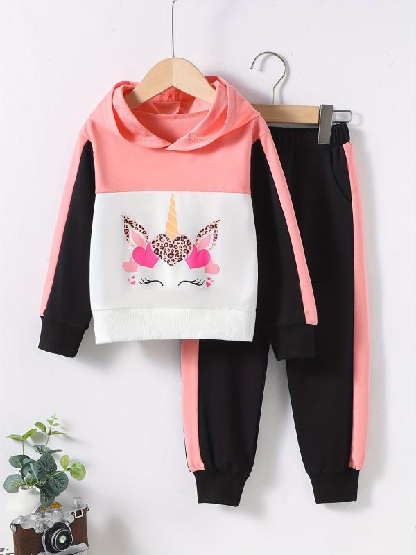 Girls Unicorn Hoodie & Sweatpants Set Casual Kids Clothes