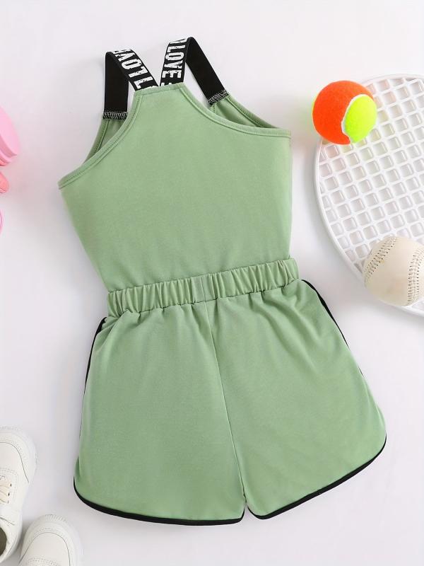 Toddler Girls Heart & LOVE Tape Cami Top & Bow Track Shorts Set