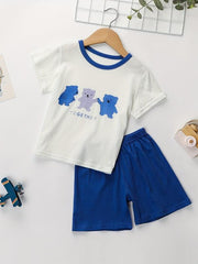 Girls Strawberry Graphic Pajama Set Crew Neck T Shirt & Shorts Loungewear