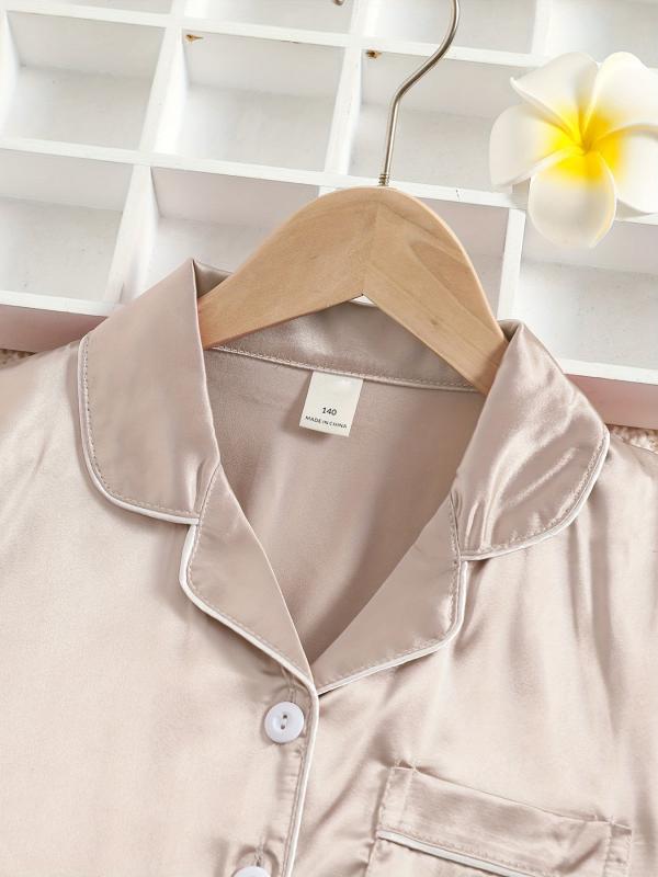 2pcs Solid Casual Pajama Sets