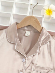 2pcs Solid Casual Pajama Sets