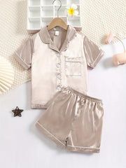 2pcs Solid Casual Pajama Sets