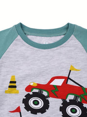 Boys Car Graphic Top & Shorts Pajama Set