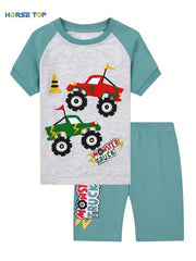 Boys Car Graphic Top & Shorts Pajama Set