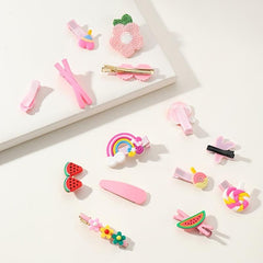 14pcs Kids Flower Candy Hair Clip Girls Hair Accessories Set