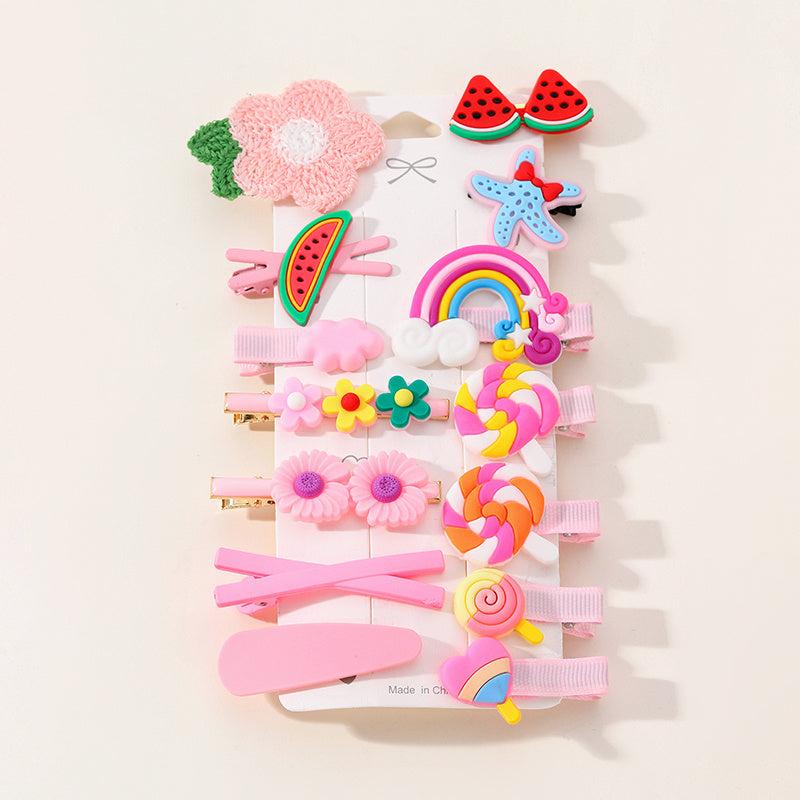 14pcs Kids Flower Candy Hair Clip Girls Hair Accessories Set