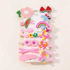 14pcs Kids Flower Candy Hair Clip Girls Hair Accessories Set