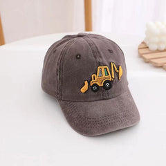 Kids Excavator Embroidered Baseball Cap Adjustable Sun Protection Hat