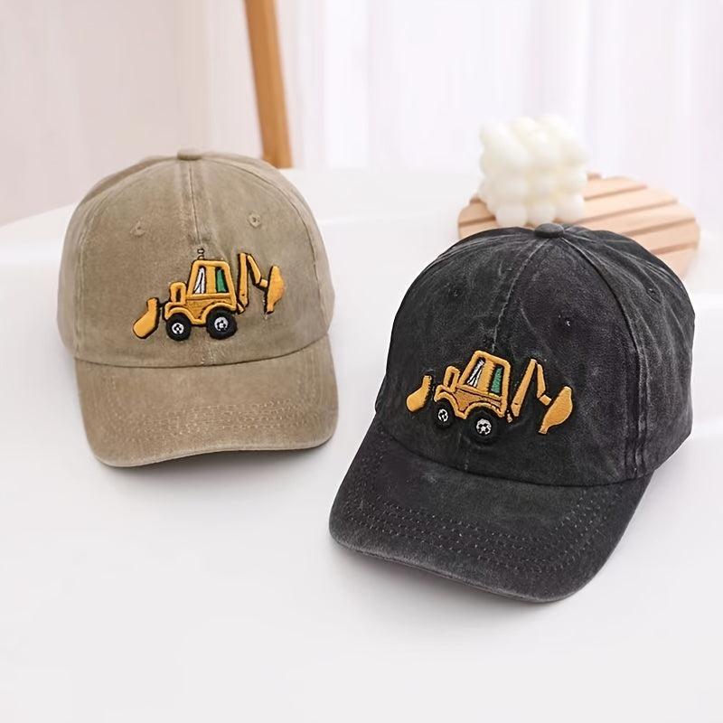 Kids Excavator Embroidered Baseball Cap Adjustable Sun Protection Hat