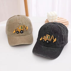 Kids Excavator Embroidered Baseball Cap Adjustable Sun Protection Hat