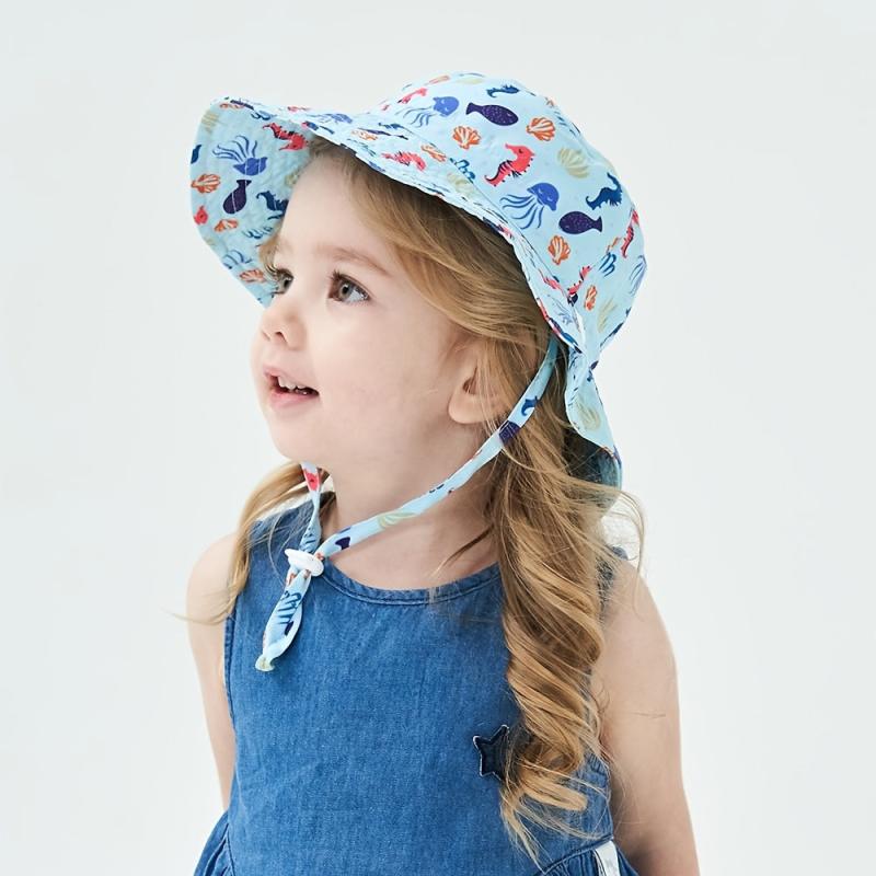 Summer Baby Sun Hat with Neck Ear Cover Anti UV Kids Beach Caps Bucket Cap