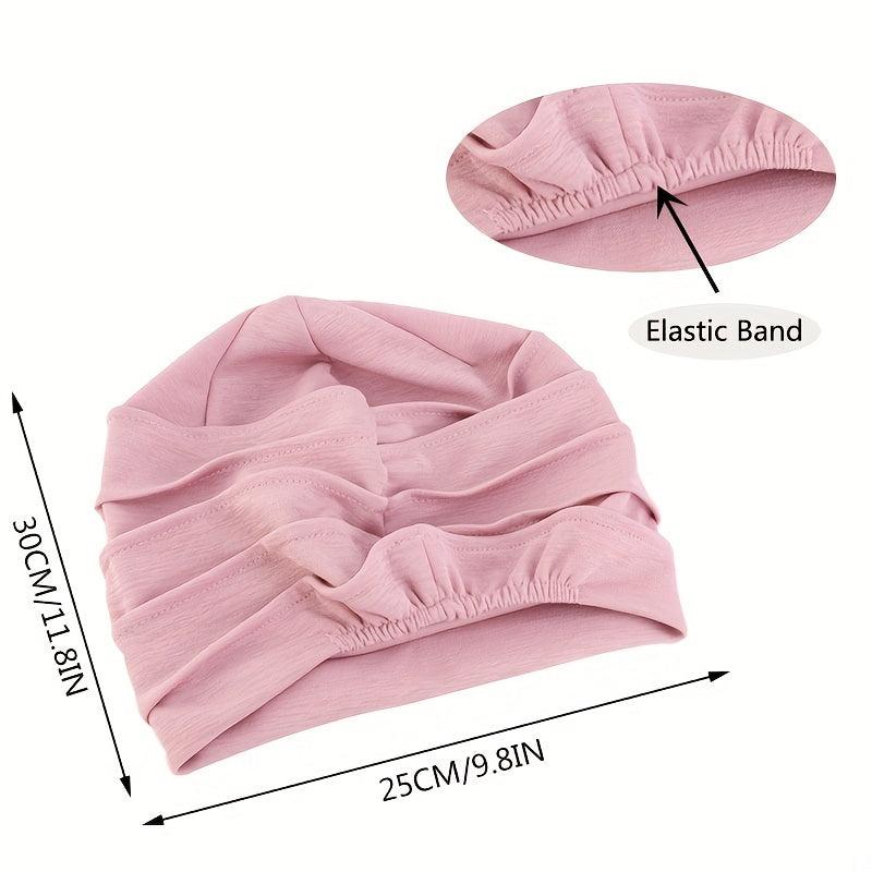 Thickened Elastic Turban Cap Solid Pleated Head Wrap Bandana Casual Beanies