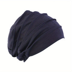 Thickened Elastic Turban Cap Solid Pleated Head Wrap Bandana Casual Beanies