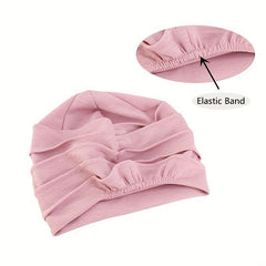 Thickened Elastic Turban Cap Solid Pleated Head Wrap Bandana Casual Beanies
