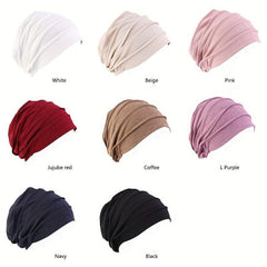 Thickened Elastic Turban Cap Solid Pleated Head Wrap Bandana Casual Beanies