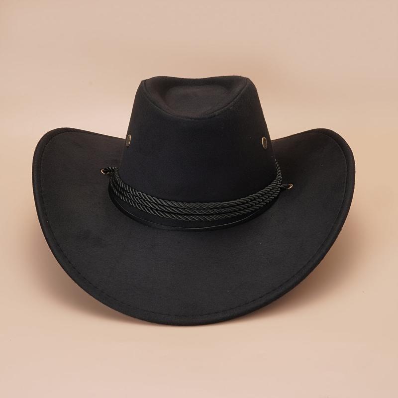 Vintage Cowboy Jazz Hat Wide Brim Sunscreen Travel Beach Hat