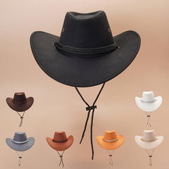 Vintage Cowboy Jazz Hat Wide Brim Sunscreen Travel Beach Hat