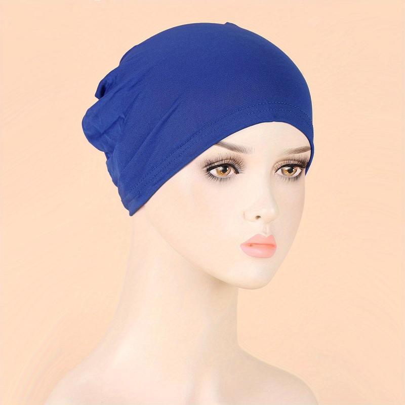 Solid Turban Cap Elastic Inner Cap Head Wraps Casual Bonnet Underscarf