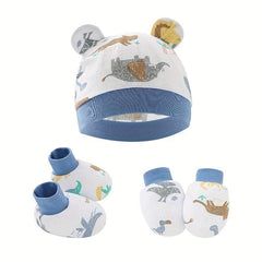 Newborn Infant Knitted Head Wrap Turban 3 Pcs Set Soft Cotton Beanie