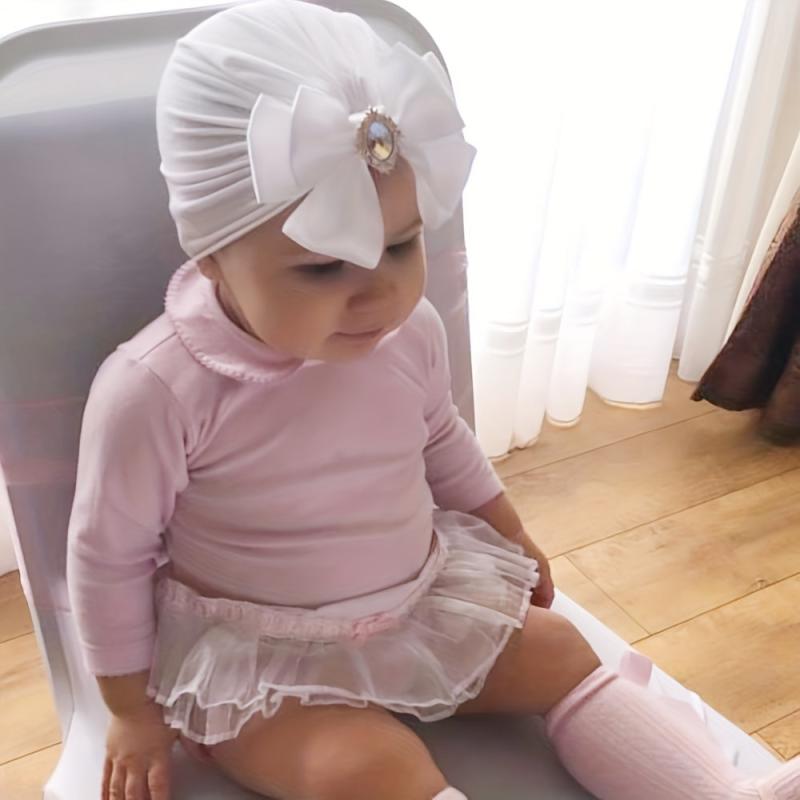 Newborn Baby Girls Bow Hat Solid Rhinestone Turbans Cap Headwear