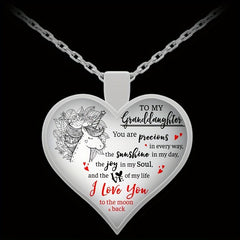Unicorn Print Heart Shaped Pendant Necklace for Girls
