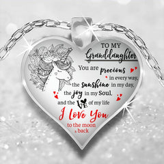 Unicorn Print Heart Shaped Pendant Necklace for Girls
