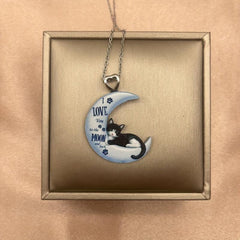 Cartoon Moon Cat Pendant Necklace for Girls