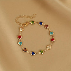 Heart Decor Bracelet for Girls - Cubic Zirconia Faux Pearl Hand Decoration