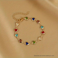 Heart Decor Bracelet for Girls - Cubic Zirconia Faux Pearl Hand Decoration