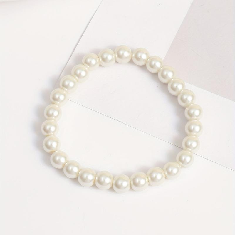 Classic Pearl Beads Chain Bracelet for Men Women Kids