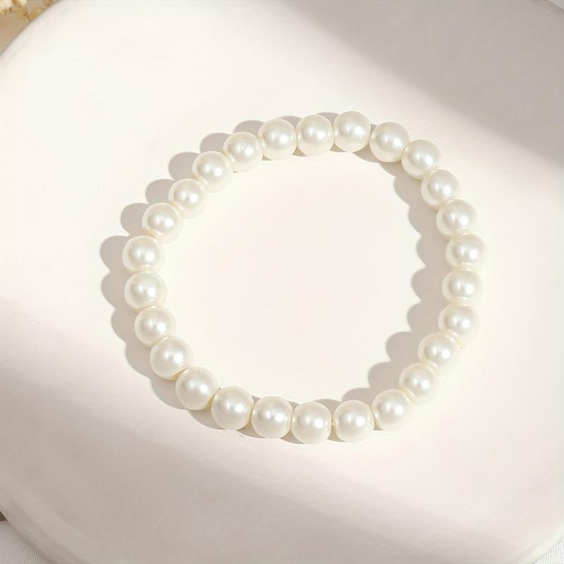 Classic Pearl Beads Chain Bracelet for Men Women Kids