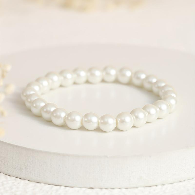 Classic Pearl Beads Chain Bracelet for Men Women Kids