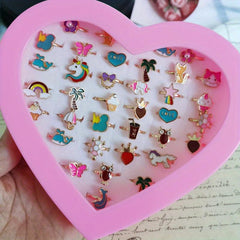 5pcs Children's Bow Girls Finger Ring Hand Jewelry Adjustable Ring
