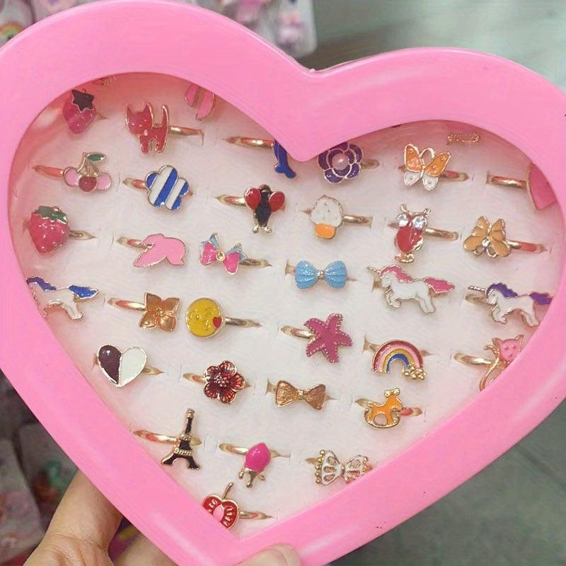 5pcs Children's Bow Girls Finger Ring Hand Jewelry Adjustable Ring