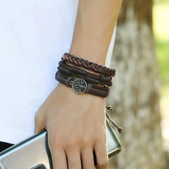 Vintage Braided Bracelets Set with Tree Pendant, Holiday Gift