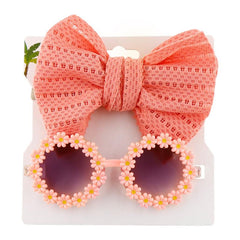 Girls Bow Headband & Daisy Sunglasses Set for Party Outdoor Sun Protection