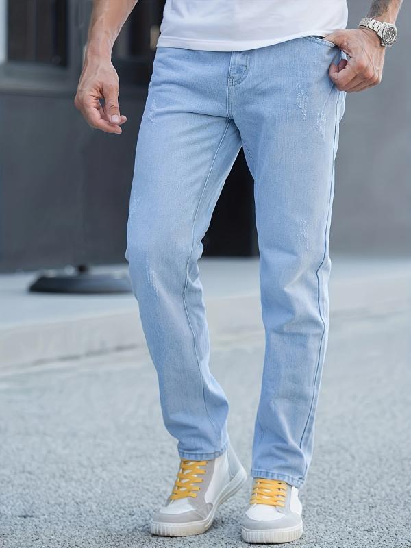 Men's Straight Regular Denim Jeans With Pockets
